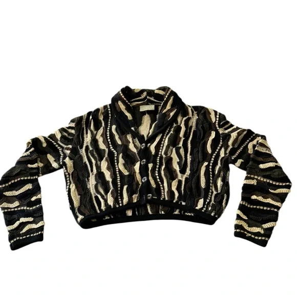 COOGI Black vintage and Cream Patterned cropped Size Small - Picture 5 of 7